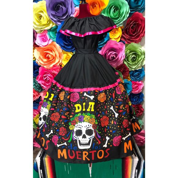 Mexican two piece day of the dead dress mexico todo corazon - Picture 15 of 16